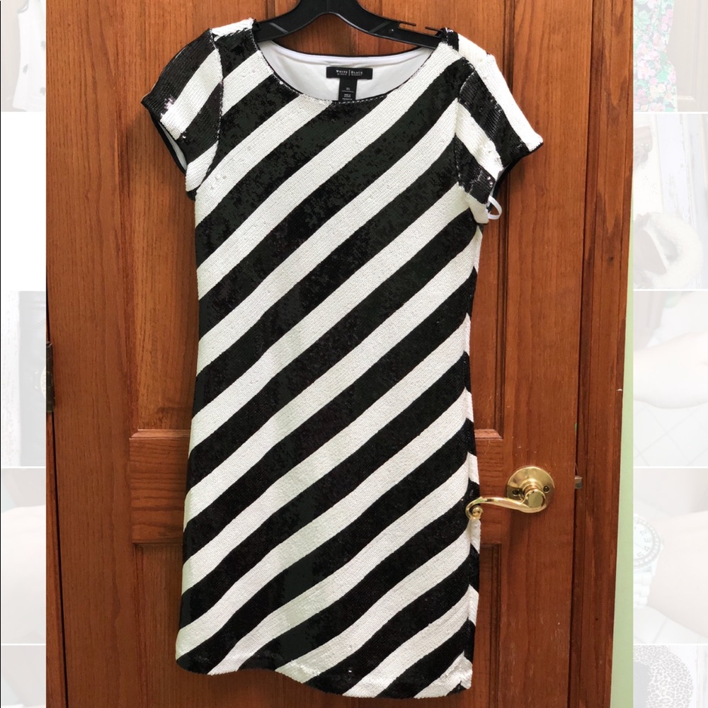 White House black market striped sequins dress